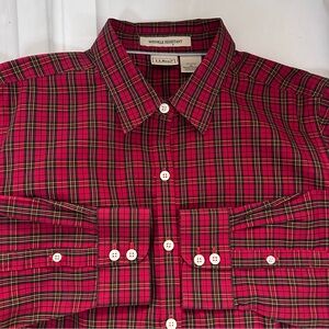 L.L. Bean Red Plaid Button Down Shirt